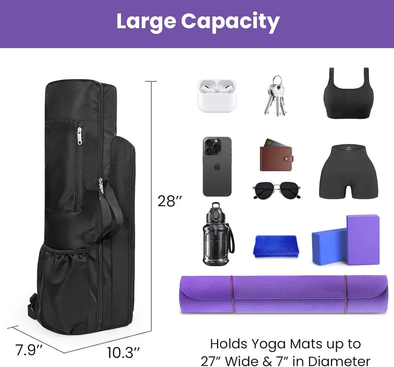 Voolra Yoga Mat Bag Backpack for Women and Men with Multi-Pockets for Mats Blocks and Accessories, Waterproof Yoga Mat Carrier Holder for Workouts, Gym, Pilates - Image 2